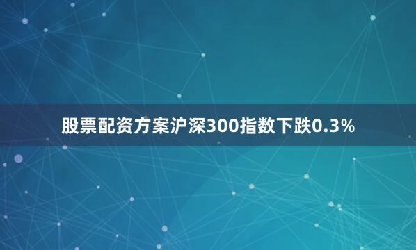 股票配资方案沪深300指数下跌0.3%